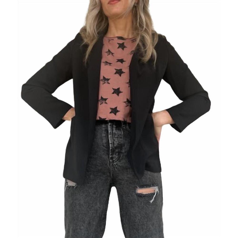 NEW PRETTY FOLLIES hottie long blazer in black